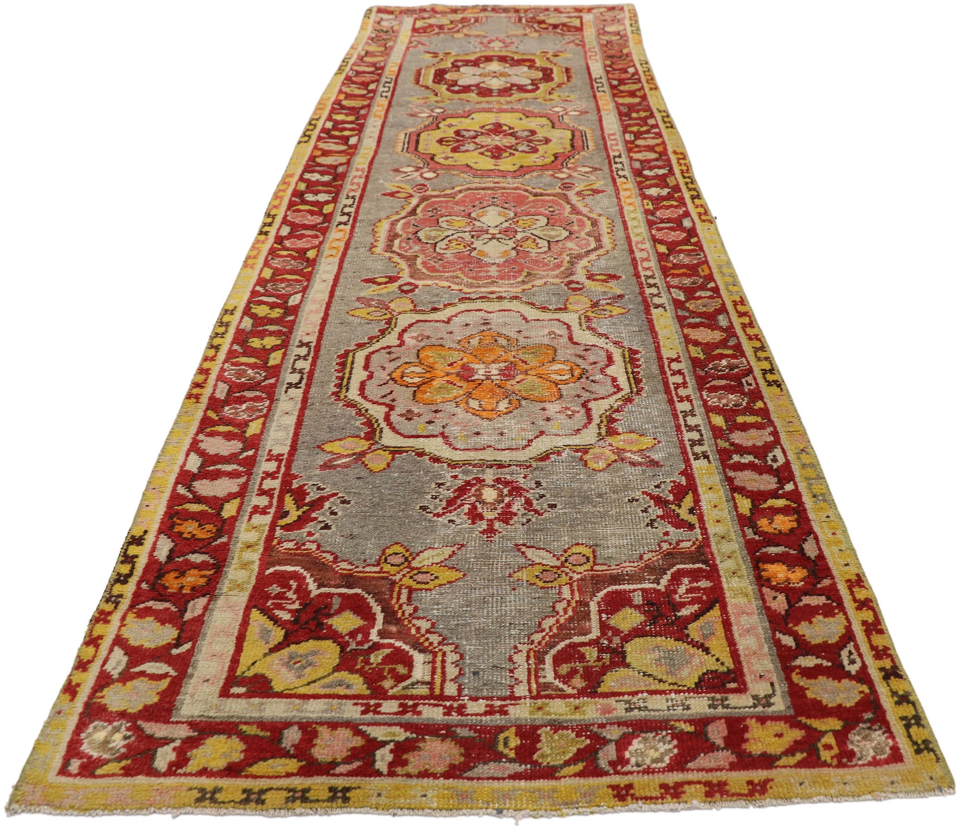 3 x 10 Vintage Turkish Oushak Runner 52296
