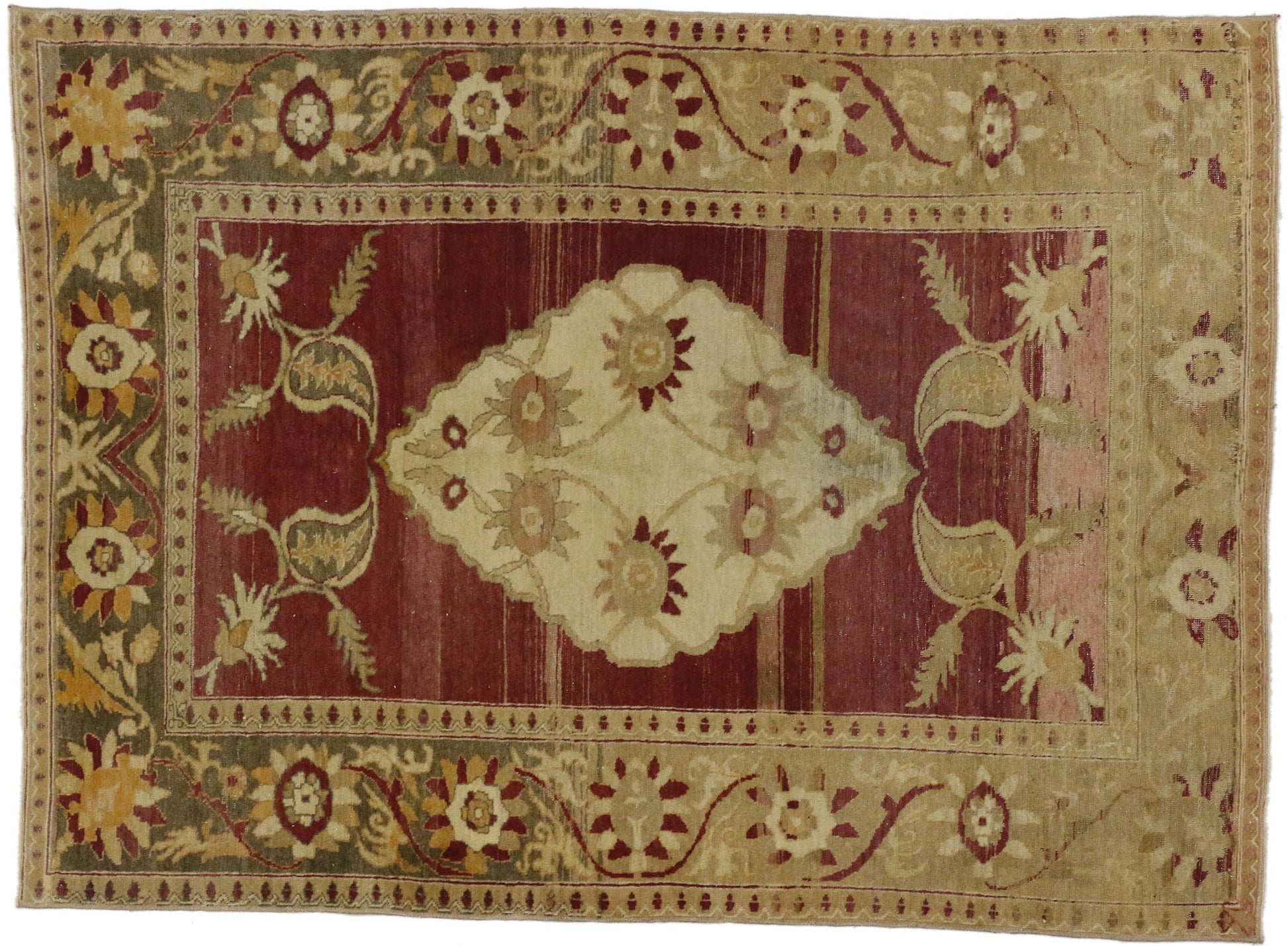4 x 6 Vintage Turkish Oushak Rug 52299