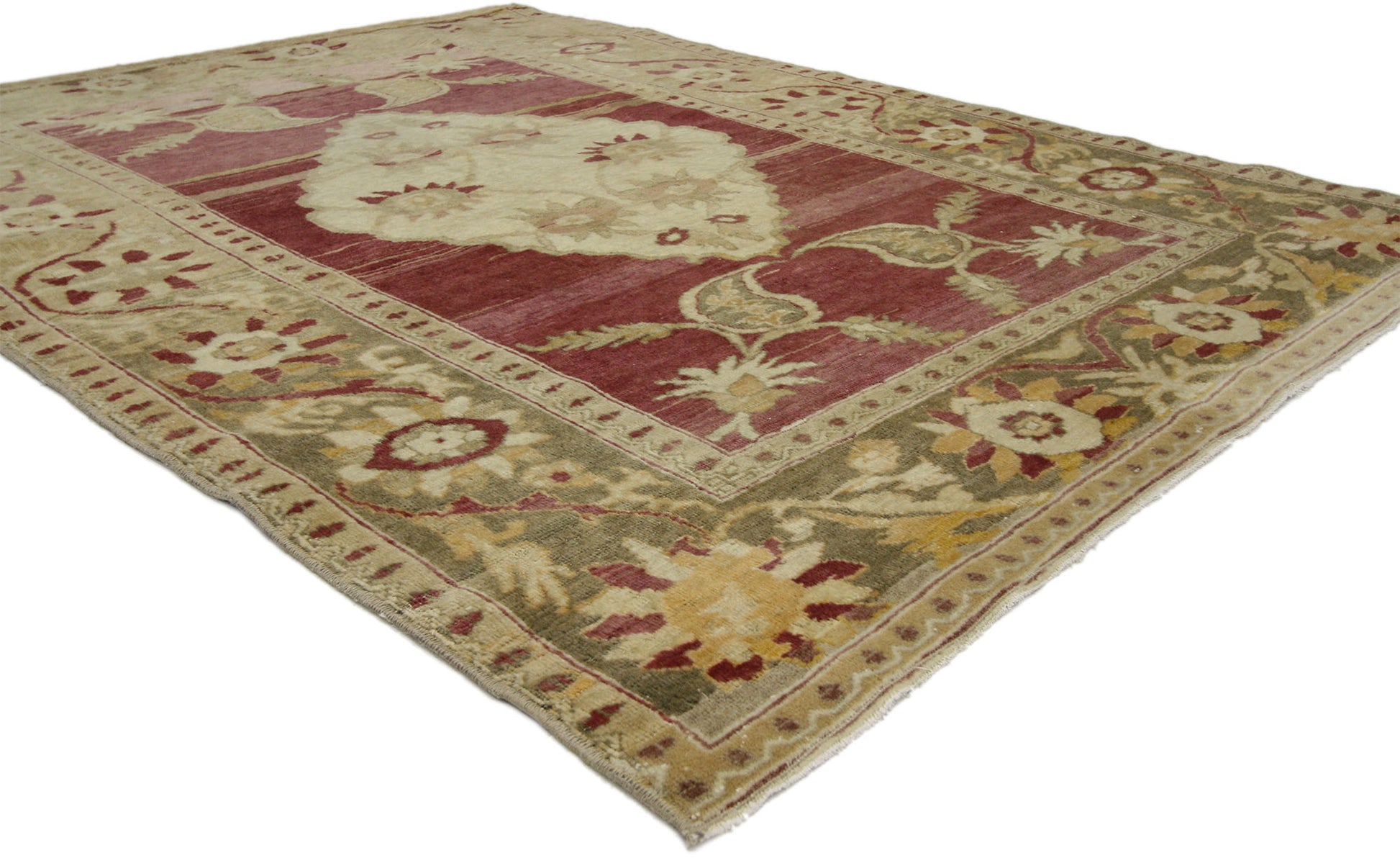 4 x 6 Vintage Turkish Oushak Rug 52299