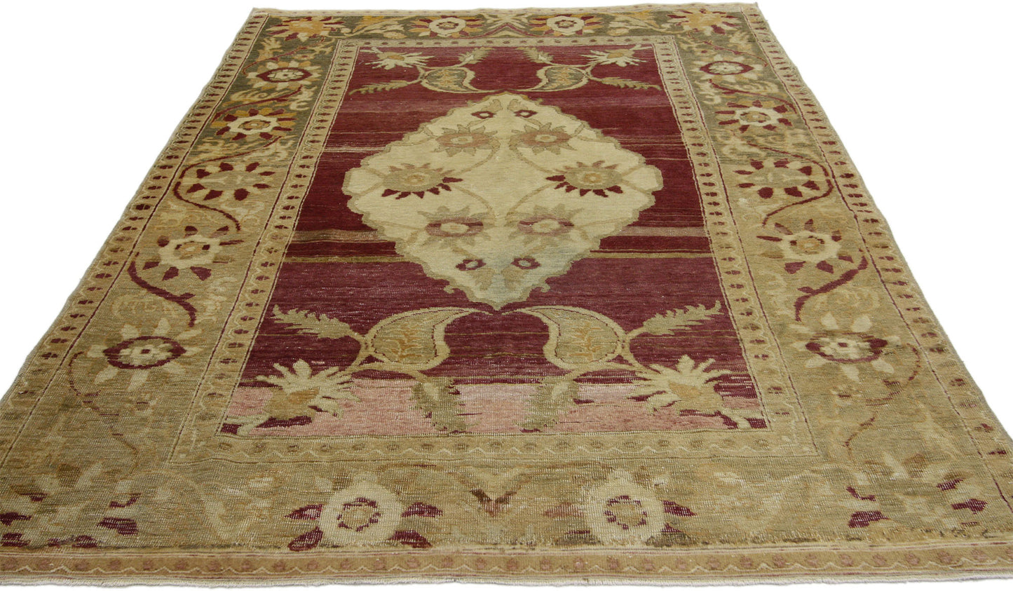 4 x 6 Vintage Turkish Oushak Rug 52299