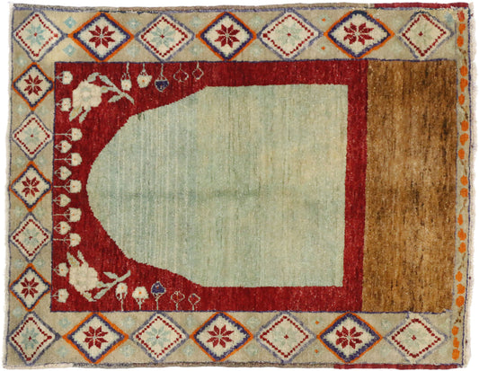 3 x 4 Vintage Turkish Oushak Prayer Rug 52319