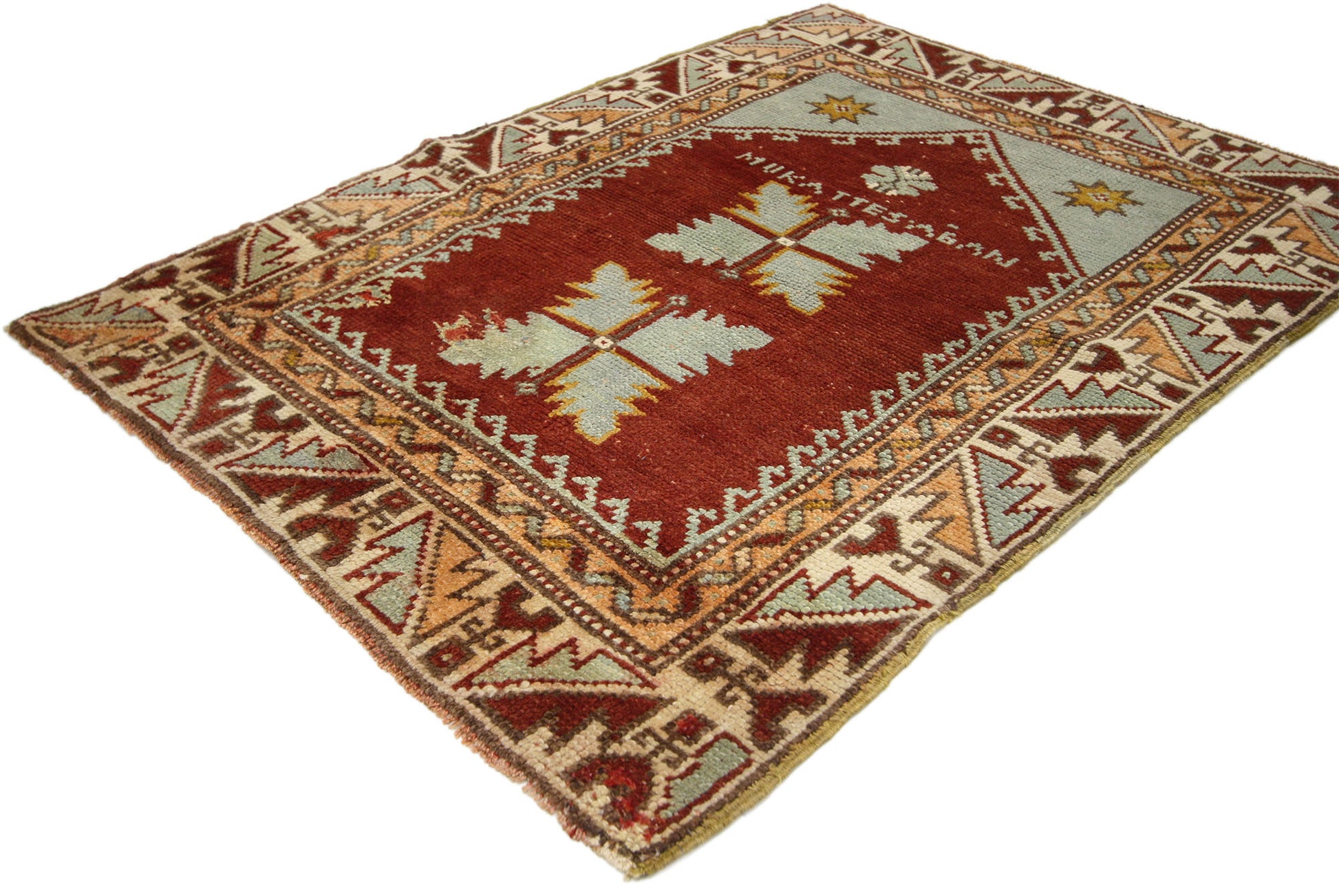 3 x 4 Vintage Turkish Oushak Prayer Rug 52320