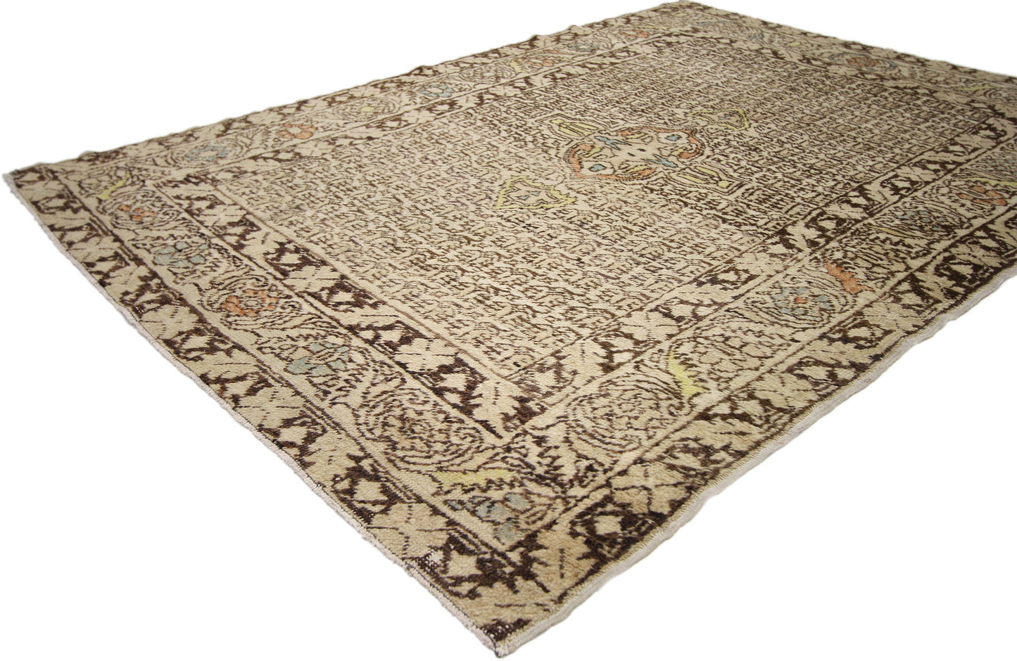 4 x 6 Vintage Turkish Oushak Rug 52335