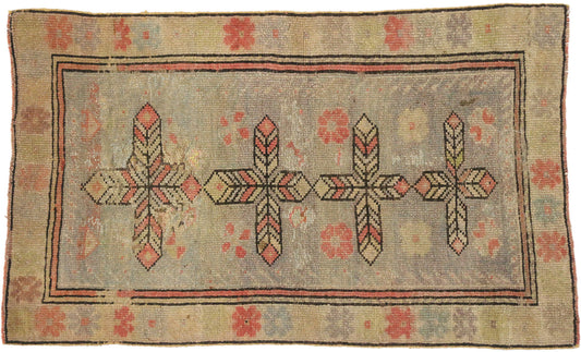 2 x 4 Vintage Turkish Oushak Rug 52347