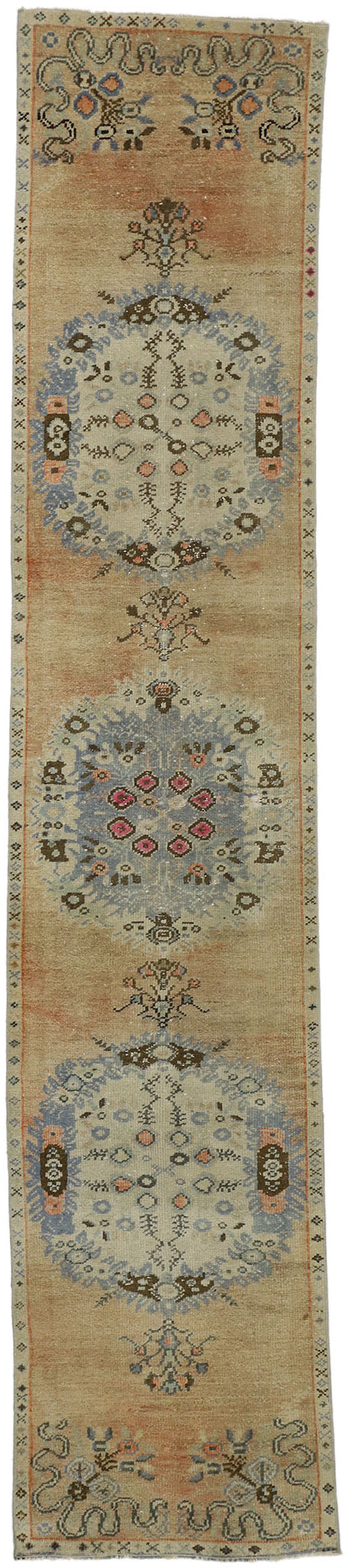 2 x 11 Vintage Turkish Oushak Runner 52349