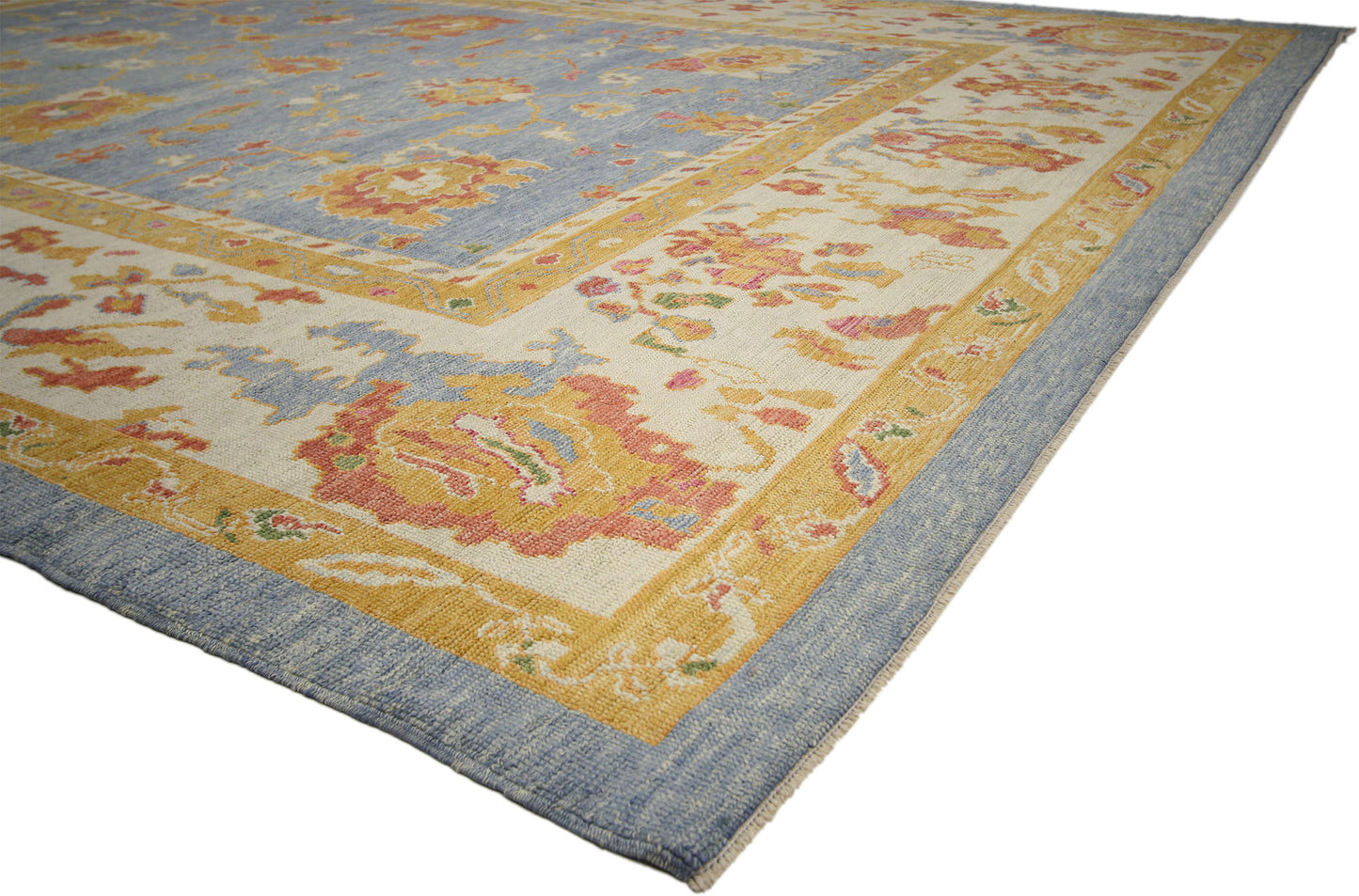 12 x 16 Modern Blue Turkish Oushak Rug 52381