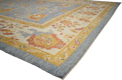 12 x 16 Modern Blue Turkish Oushak Rug 52381