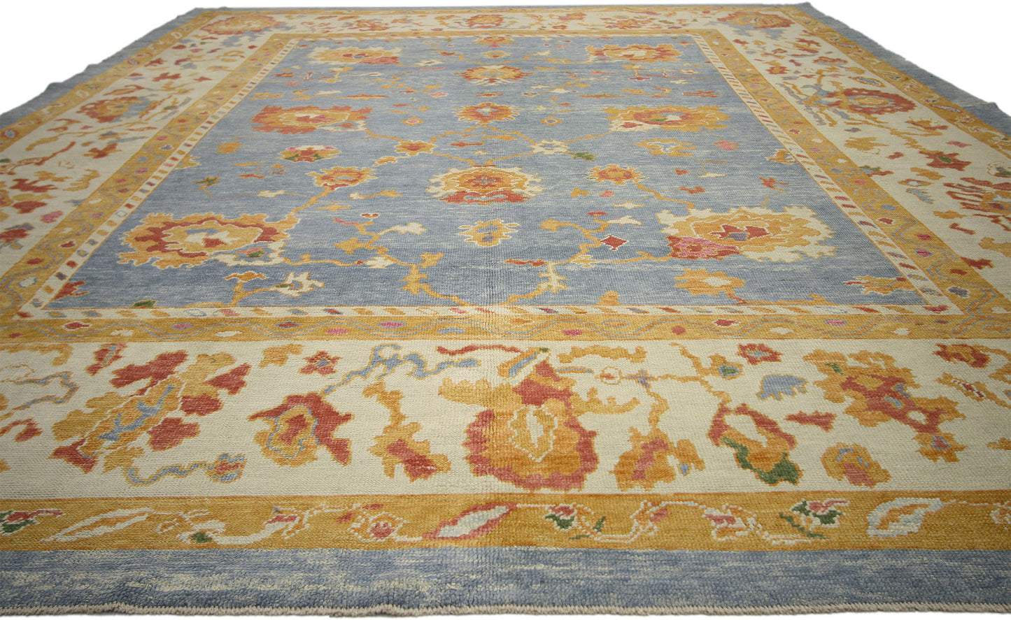 12 x 16 Modern Blue Turkish Oushak Rug 52381