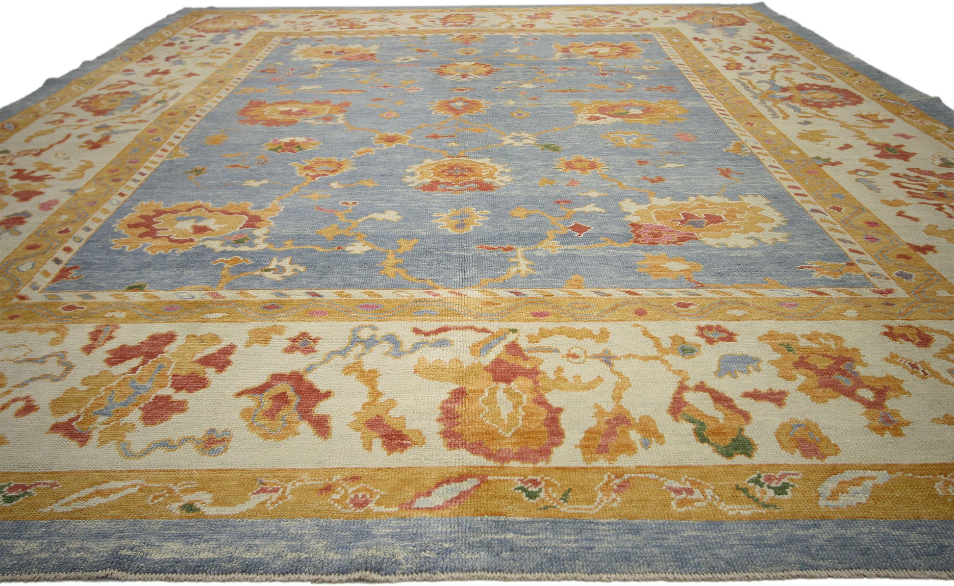 12 x 16 Modern Blue Turkish Oushak Rug 52381