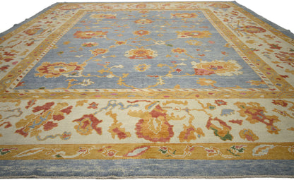 12 x 16 Modern Blue Turkish Oushak Rug 52381