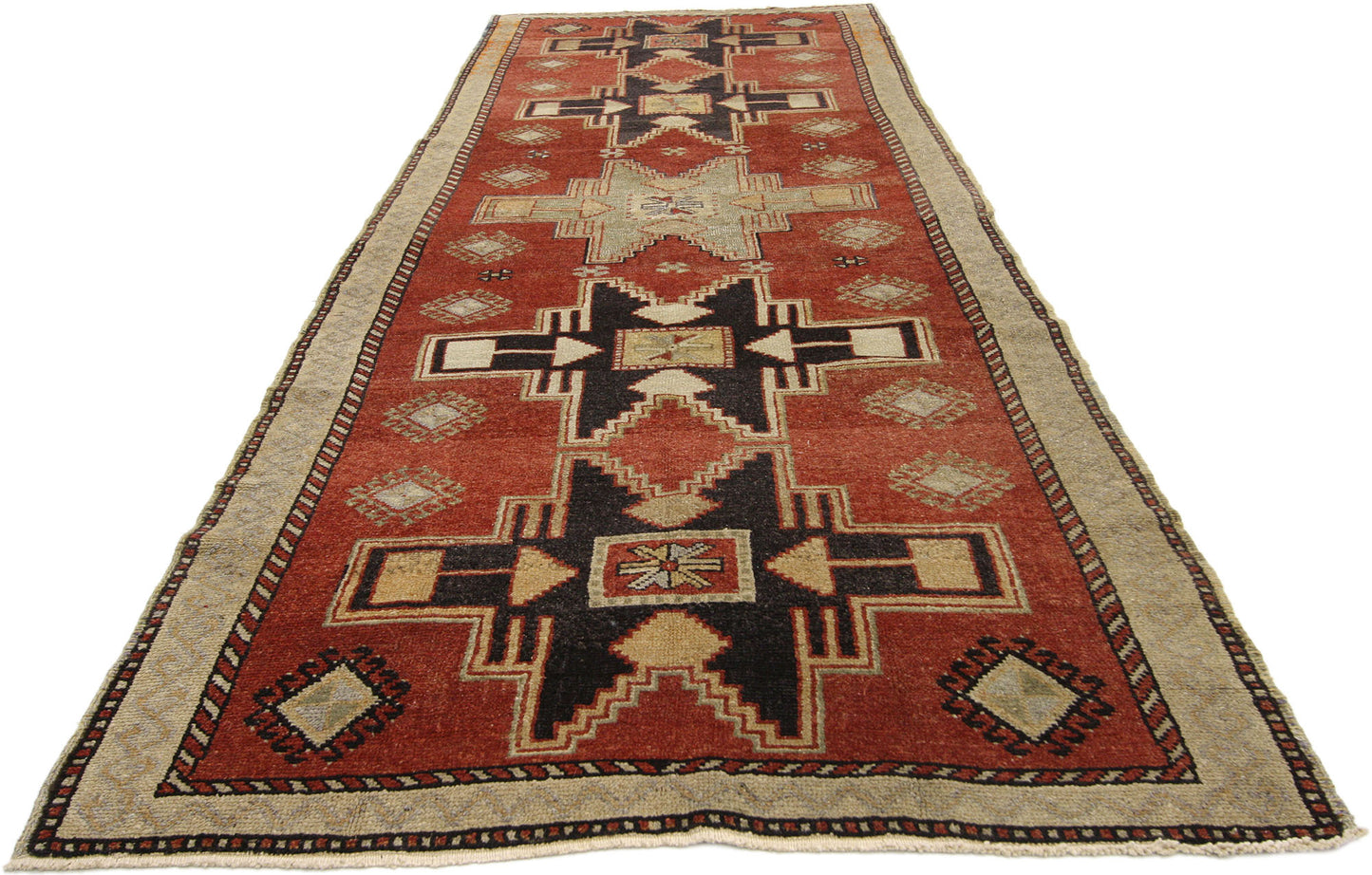4 x 11 Vintage Turkish Oushak Runner 52389