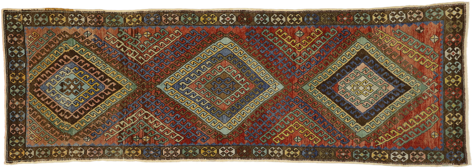 3 x 10 Vintage Turkish Oushak Runner 52396