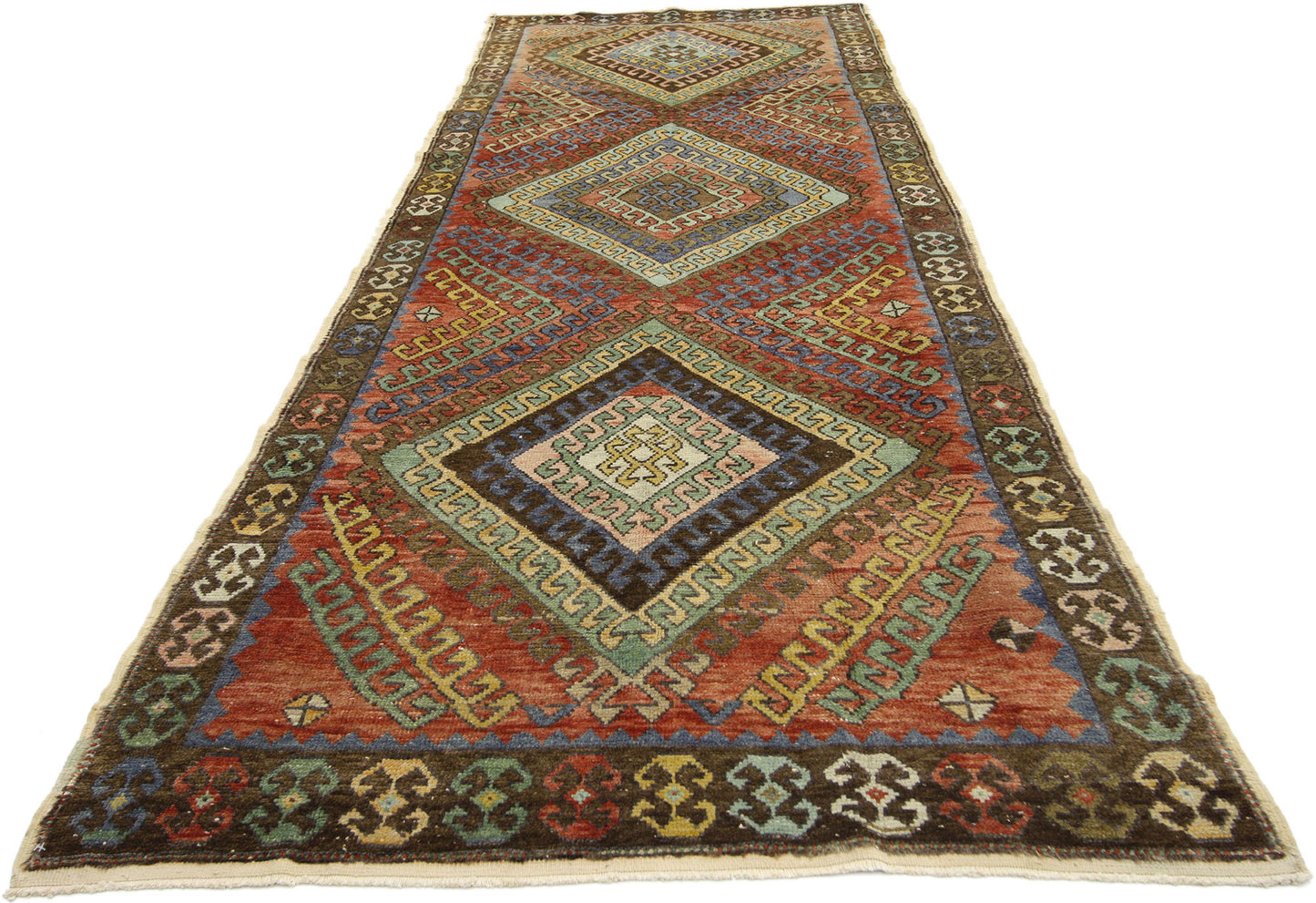 3 x 10 Vintage Turkish Oushak Runner 52396
