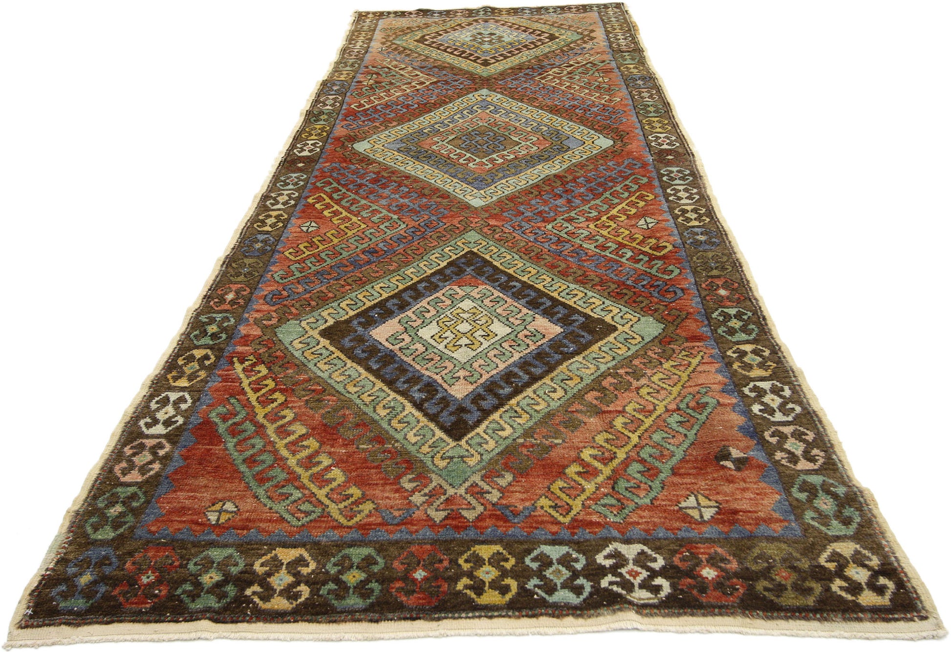 3 x 10 Vintage Turkish Oushak Runner 52396