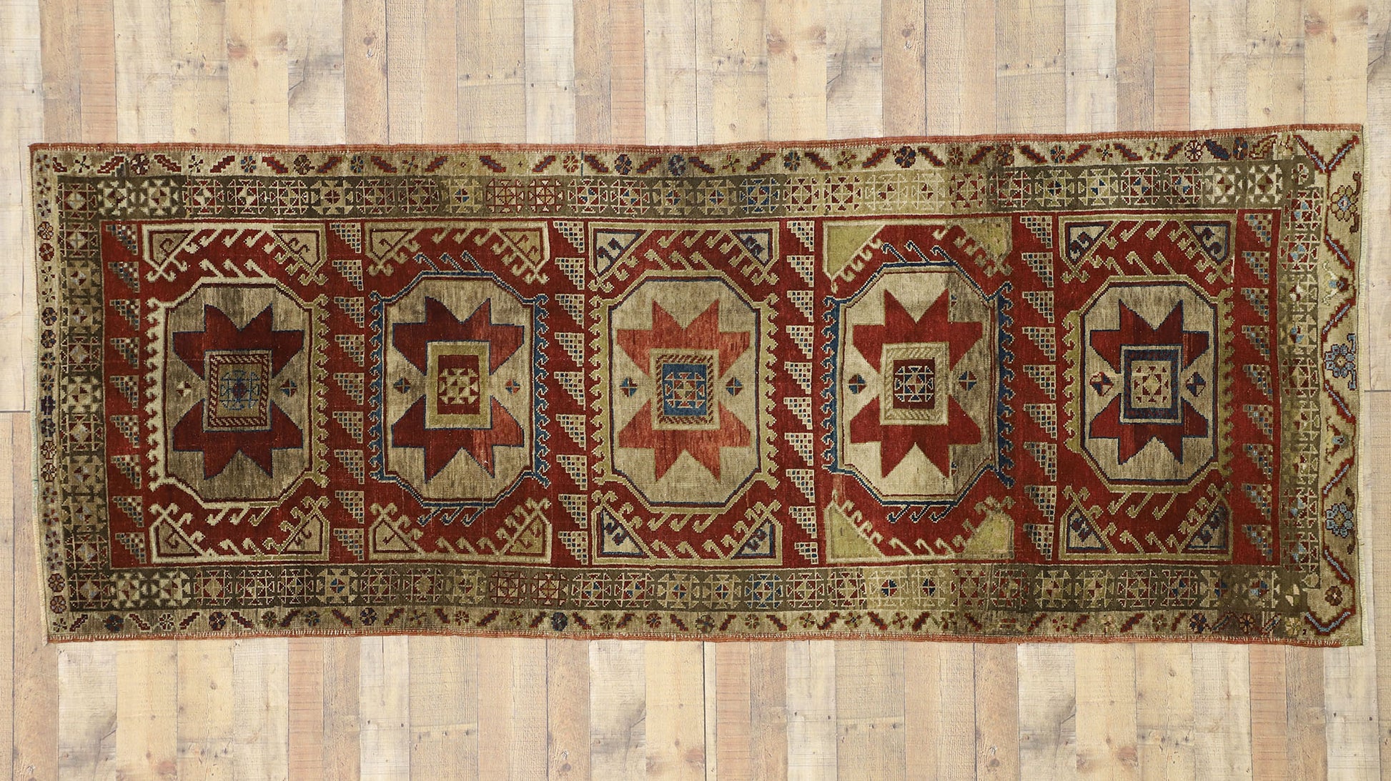 4 x 10 Vintage Turkish Oushak Runner 52398