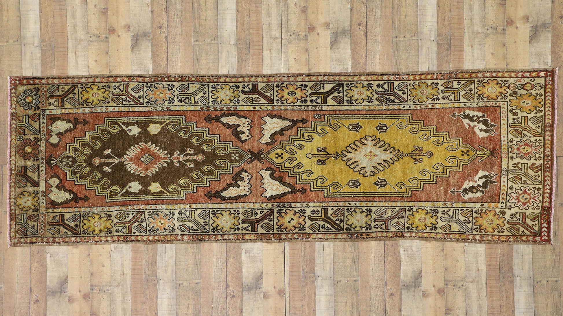 4 x 11 Vintage Turkish Oushak Rug 52411