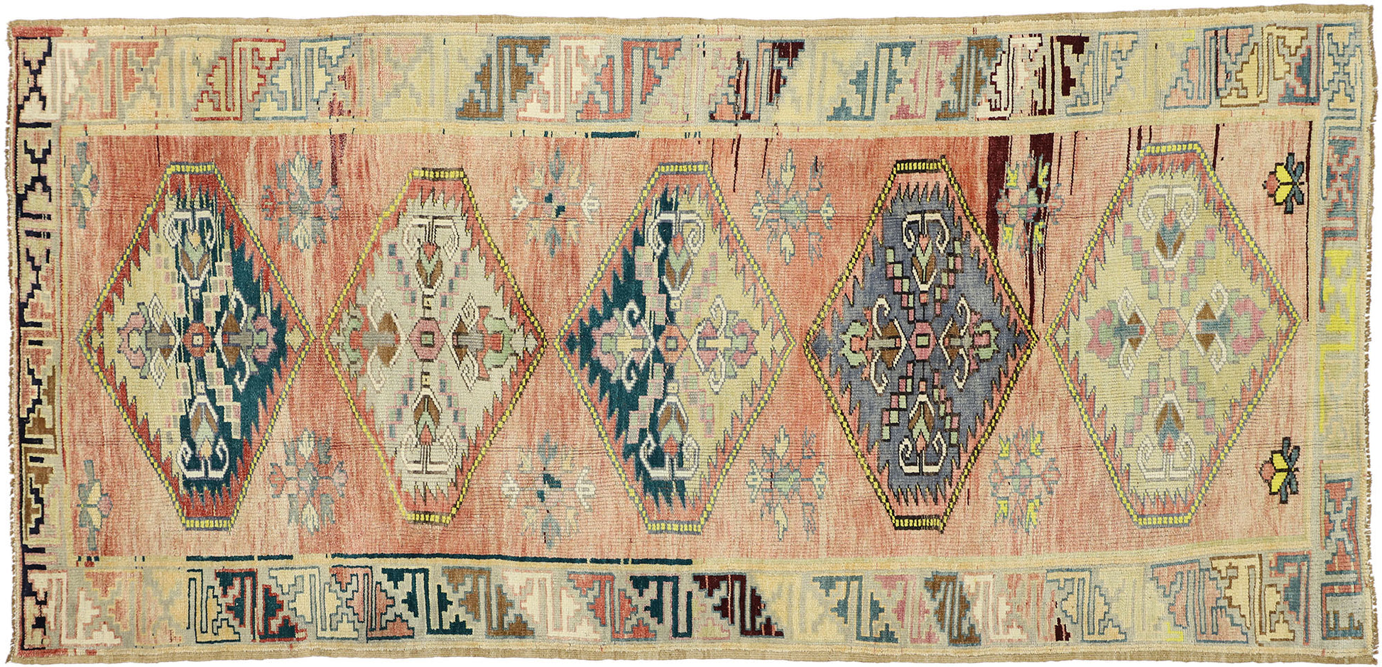 5 x 11 Vintage Turkish Oushak Rug 52414