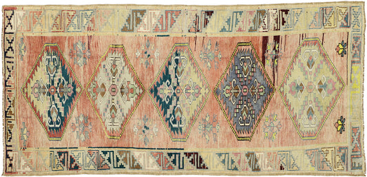5 x 11 Vintage Turkish Oushak Rug 52414