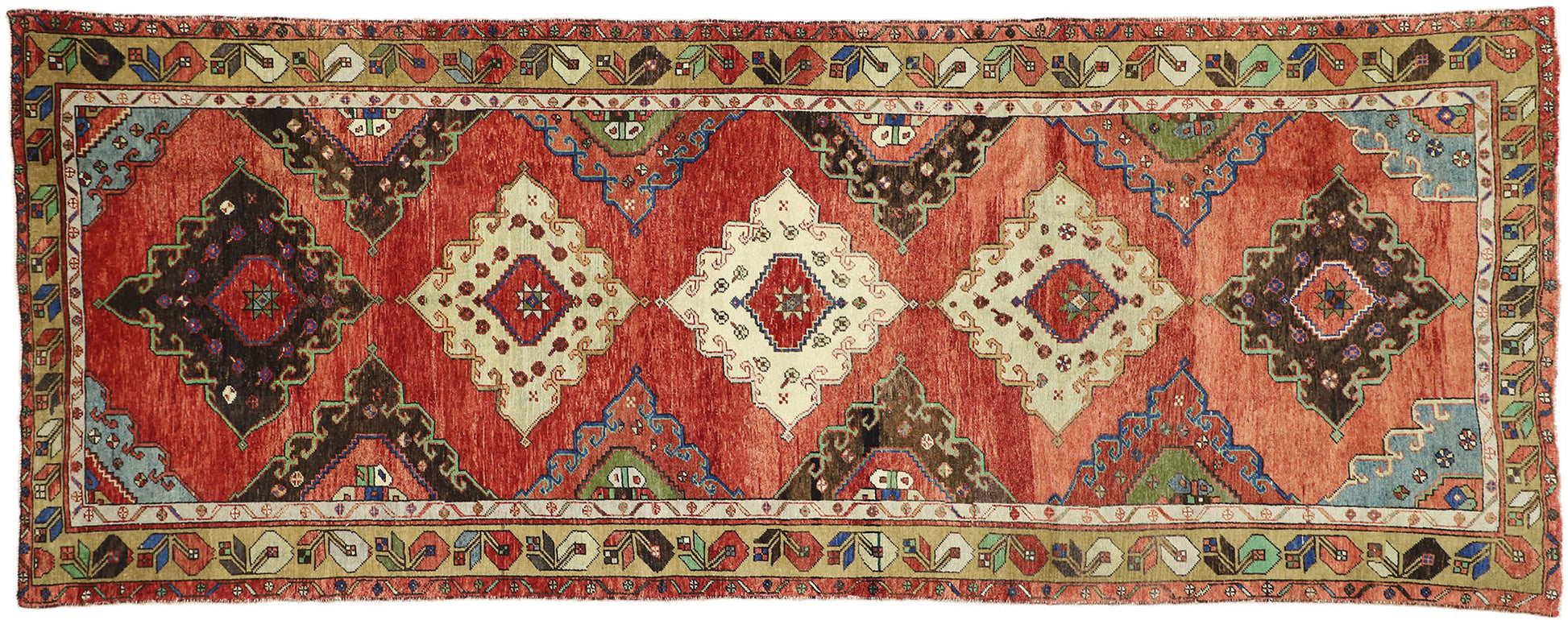 5 x 13 Vintage Turkish Oushak Rug 52416