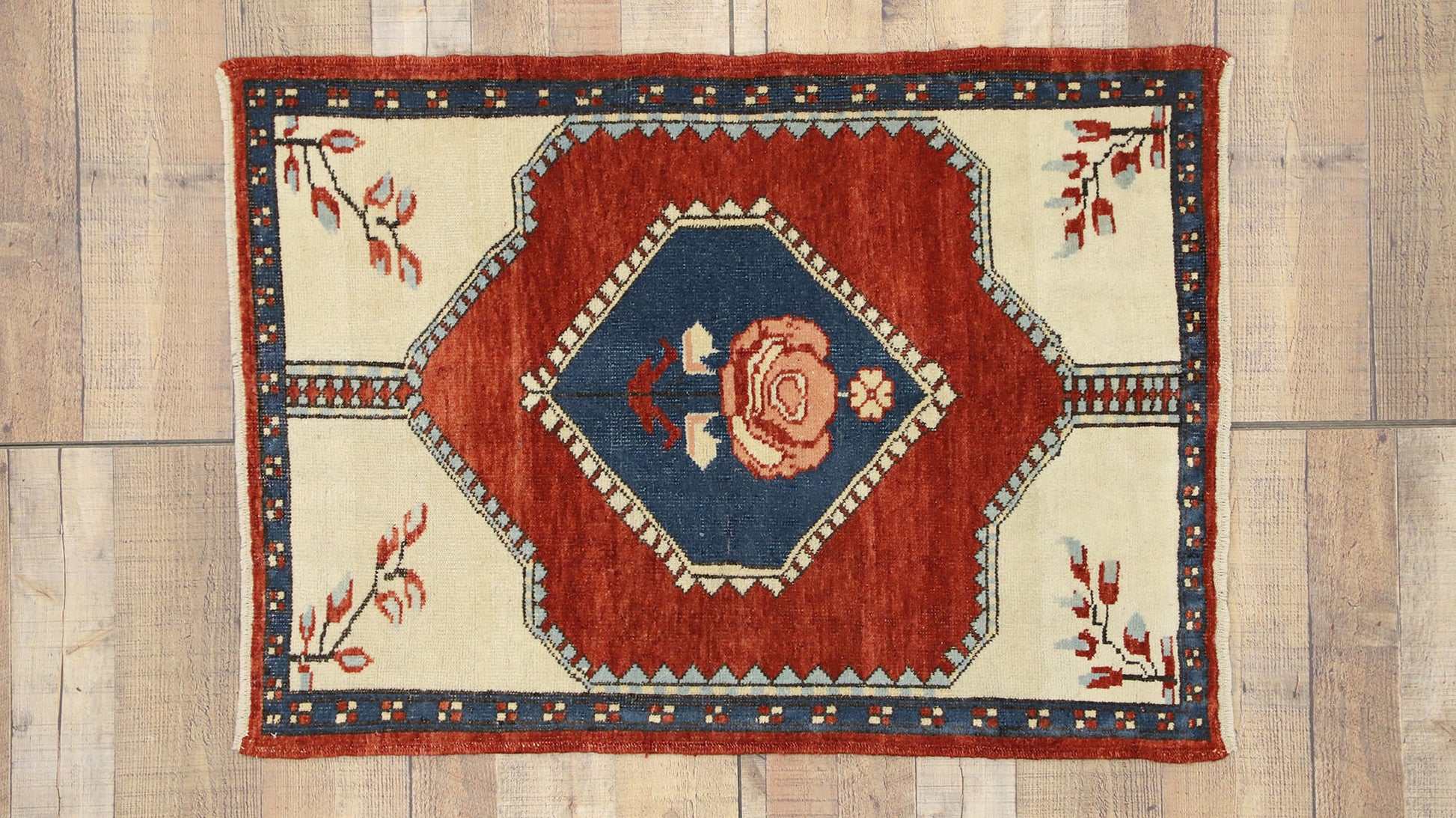 3 x 4 Vintage Turkish Oushak Rug 52422