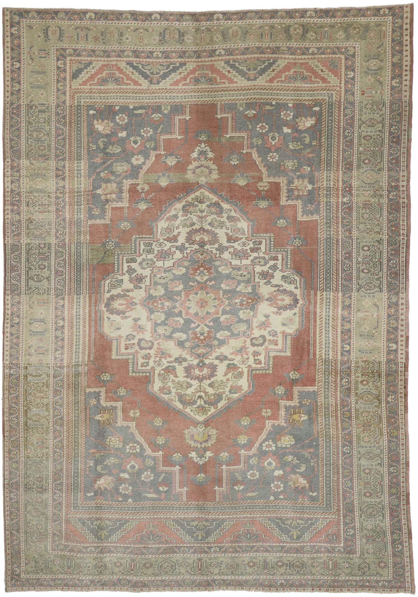 7 x 10 Vintage Turkish Oushak Rug 52436