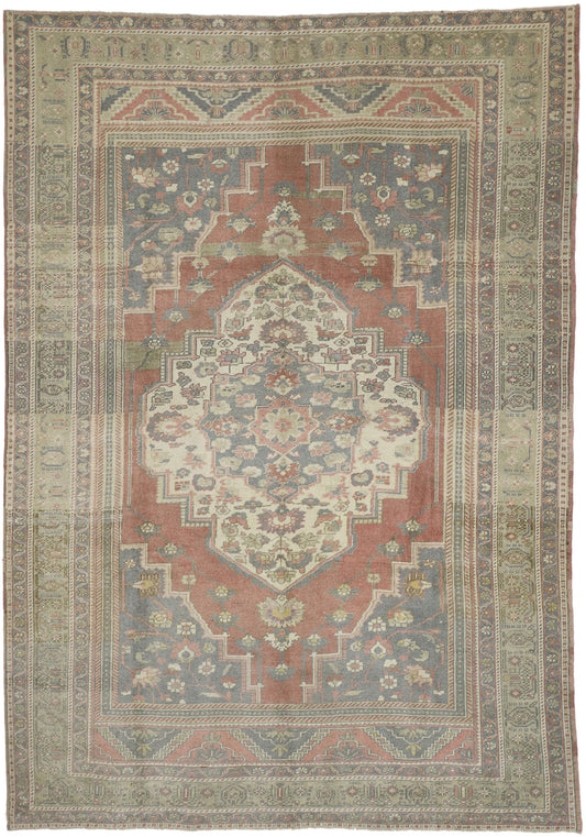 7 x 10 Vintage Turkish Oushak Rug 52436