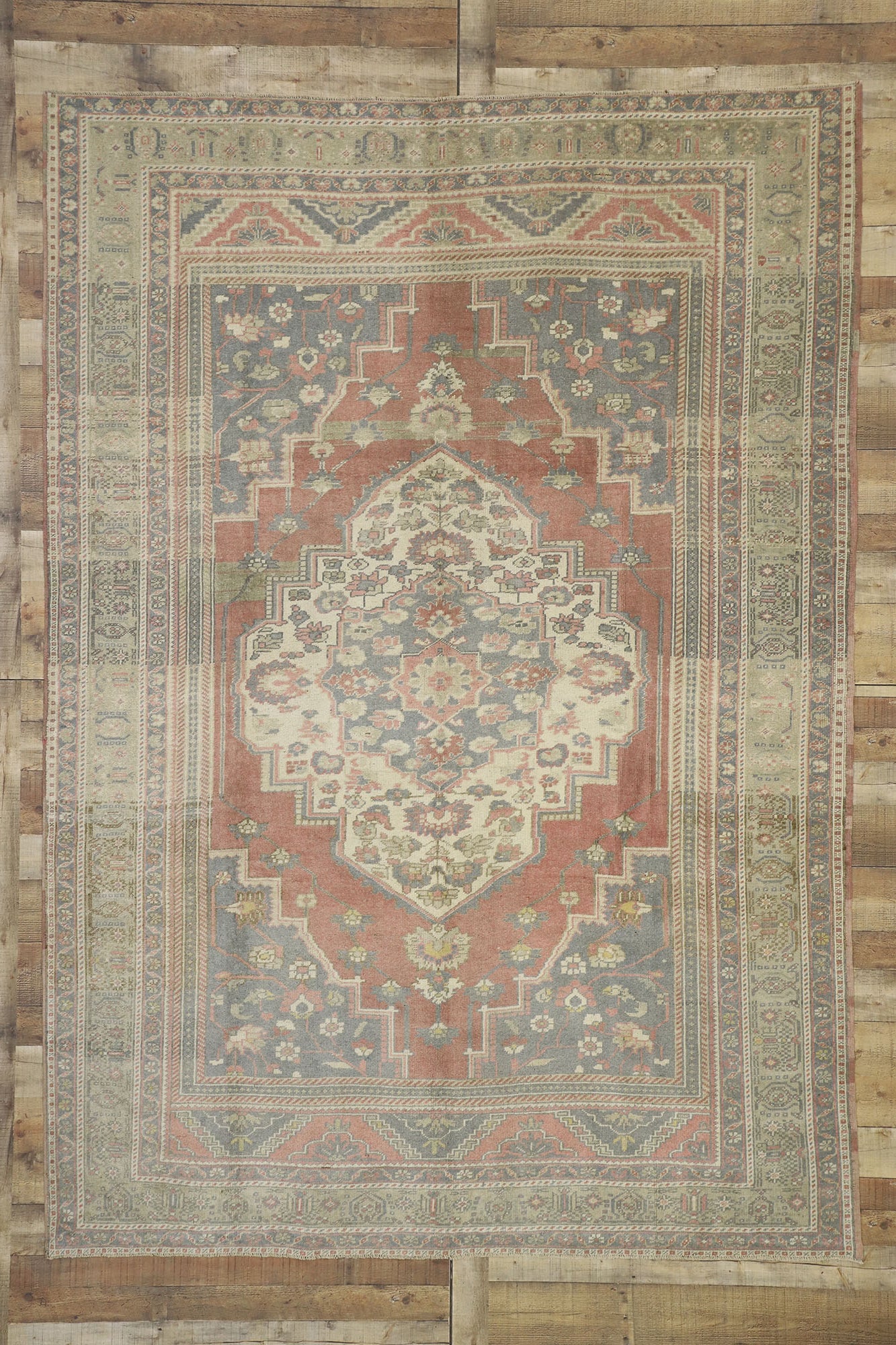 7 x 10 Vintage Turkish Oushak Rug 52436