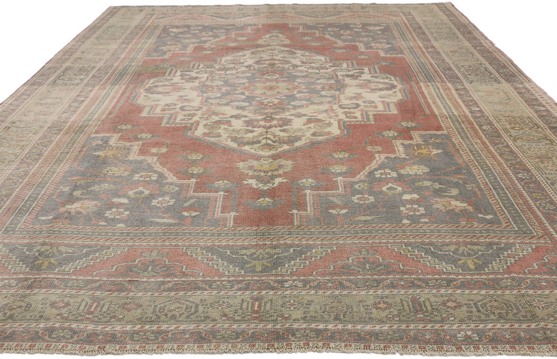7 x 10 Vintage Turkish Oushak Rug 52436