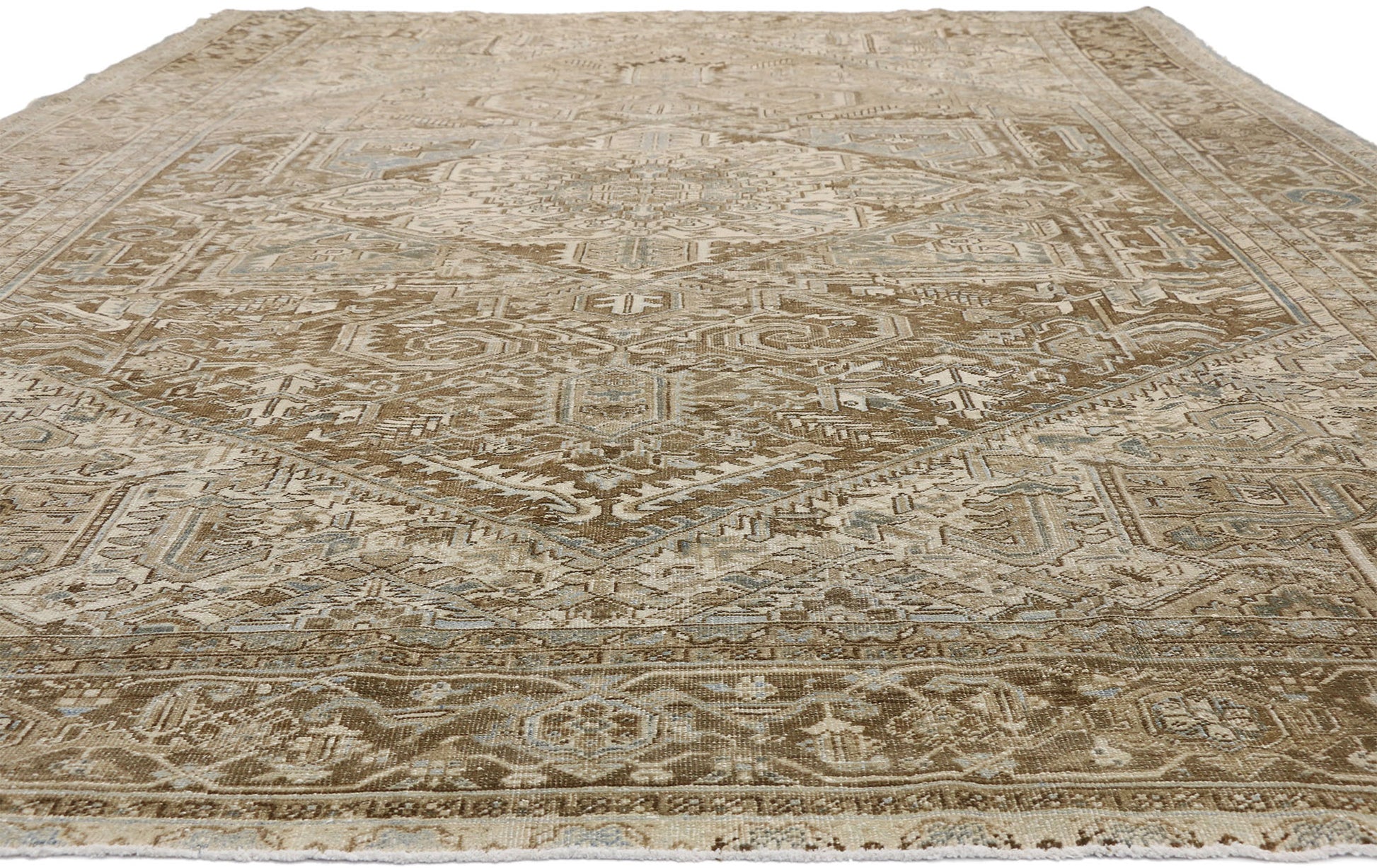 11 x 15 Distressed Antique Persian Heriz Rug 52450
