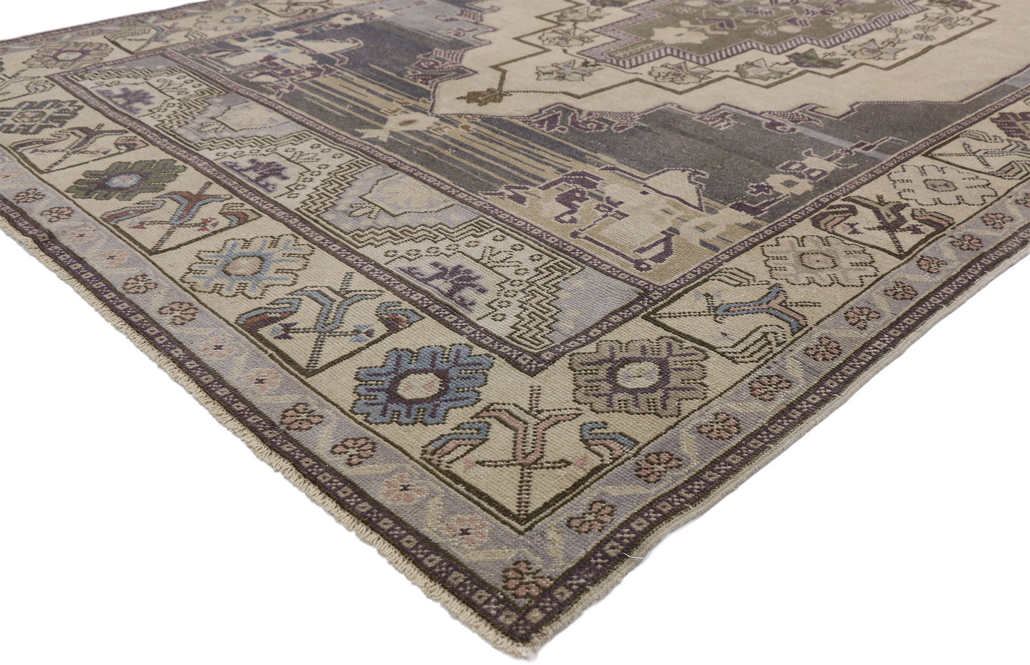 5 x 10 Vintage Turkish Oushak Rug 52475