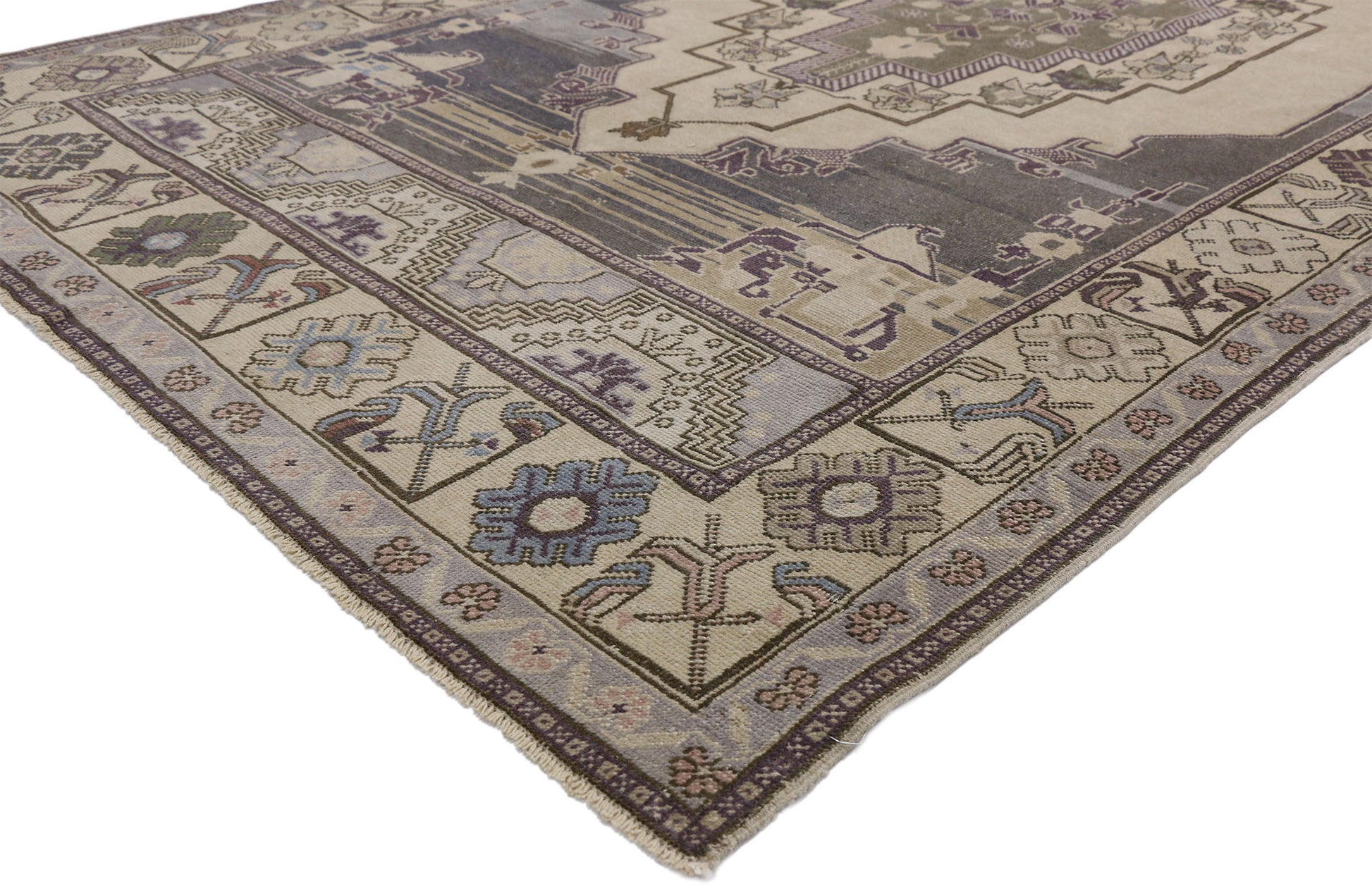 5 x 10 Vintage Turkish Oushak Rug 52475