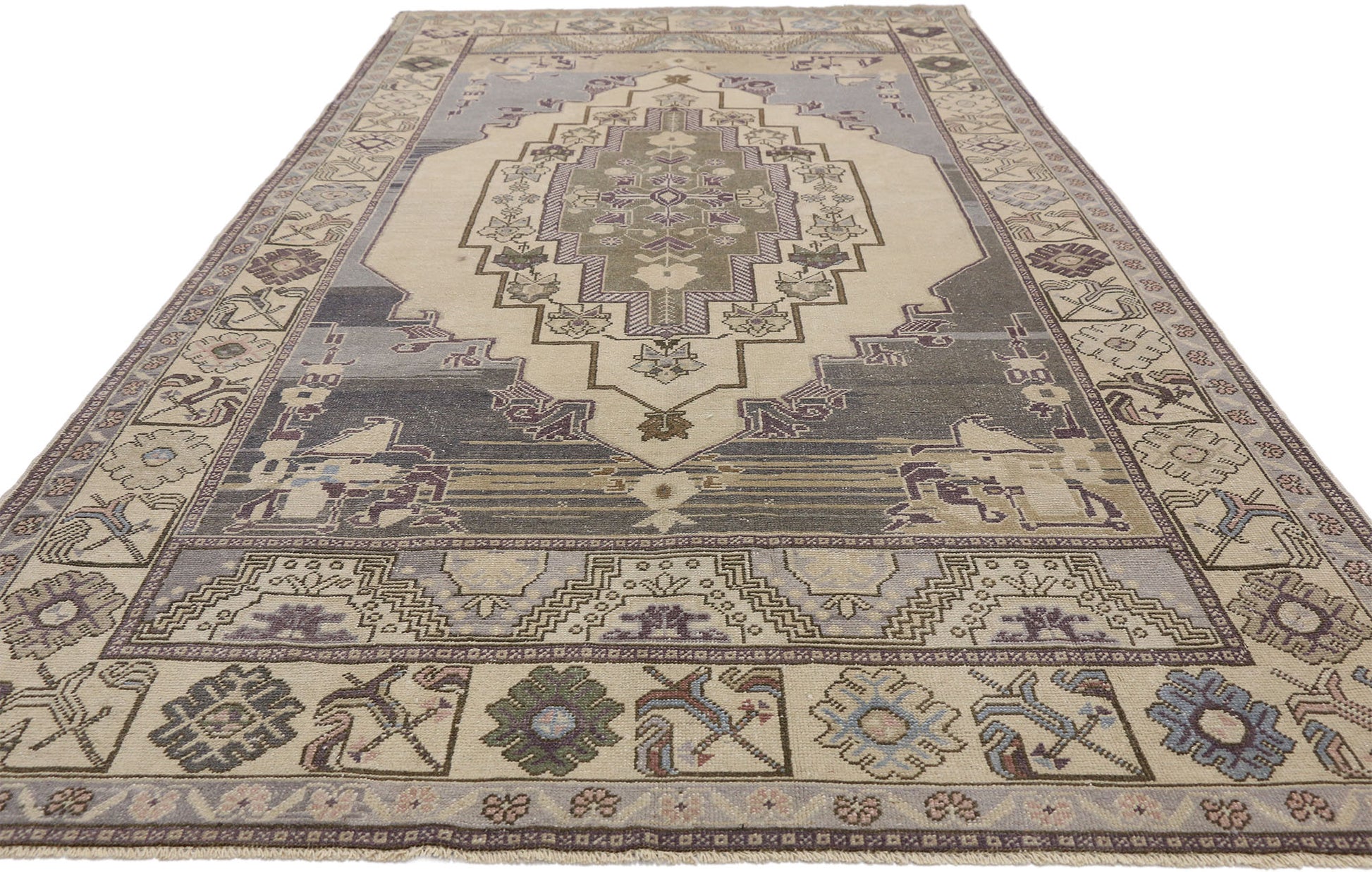 5 x 10 Vintage Turkish Oushak Rug 52475