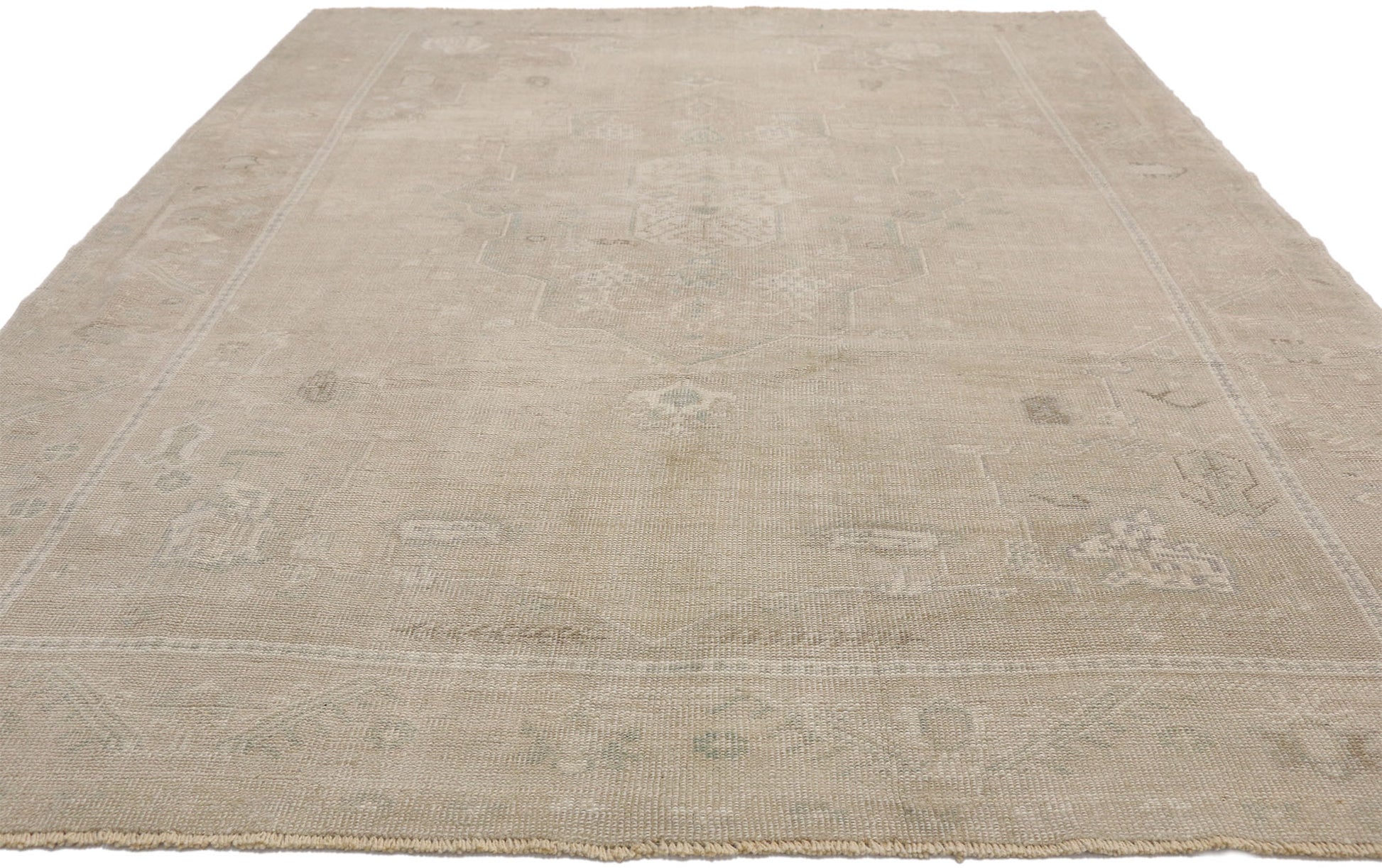 6 x 9 Vintage Neutral Turkish Oushak Rug 52486