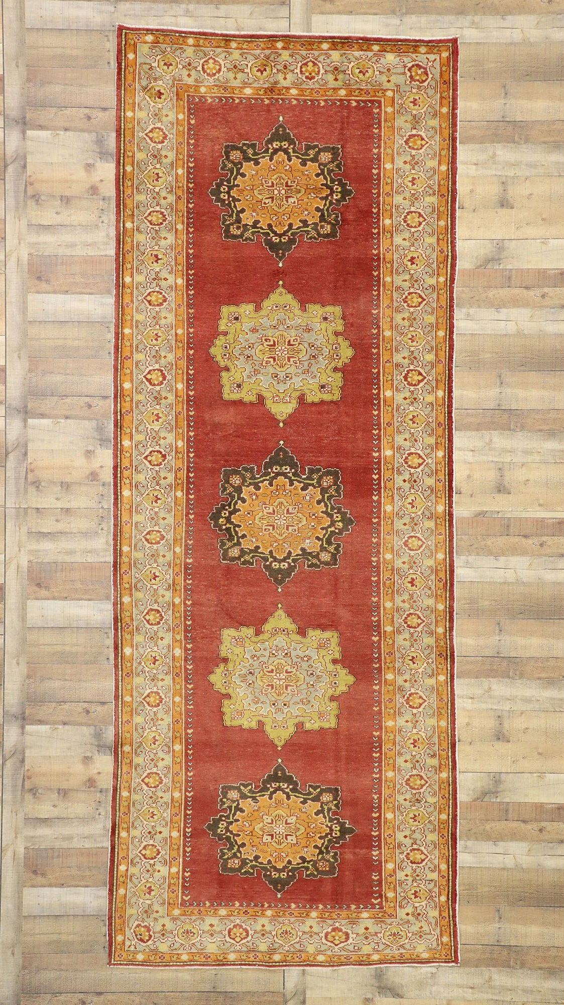 5 x 13 Vintage Turkish Oushak Rug 52502