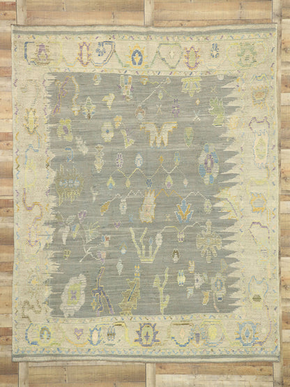 8 x 11 Colorful Oushak High-Low Rug 52527