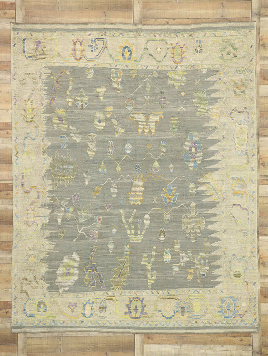 8 x 11 Colorful Oushak High-Low Rug 52527