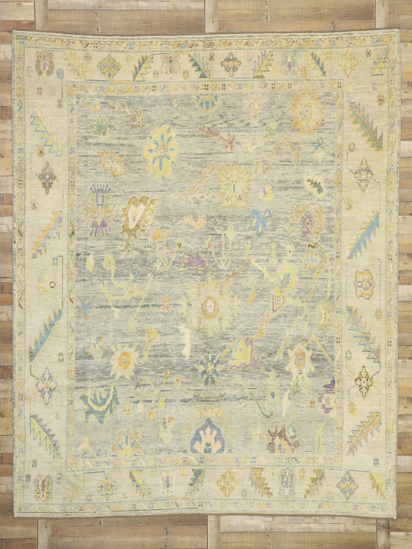 9 x 11 Colorful Turkish Oushak Rug 52529