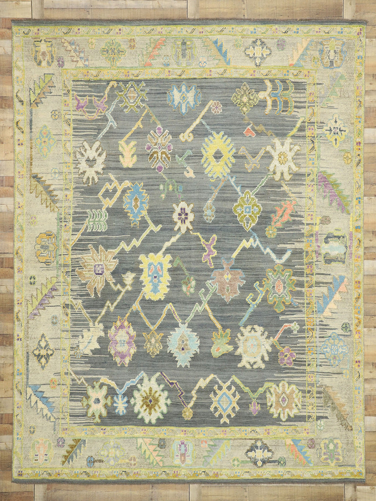 9 x 12 Colorful Oushak High-Low Rug 52536