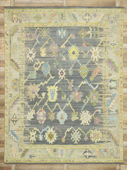 9 x 12 Colorful Oushak High-Low Rug 52536