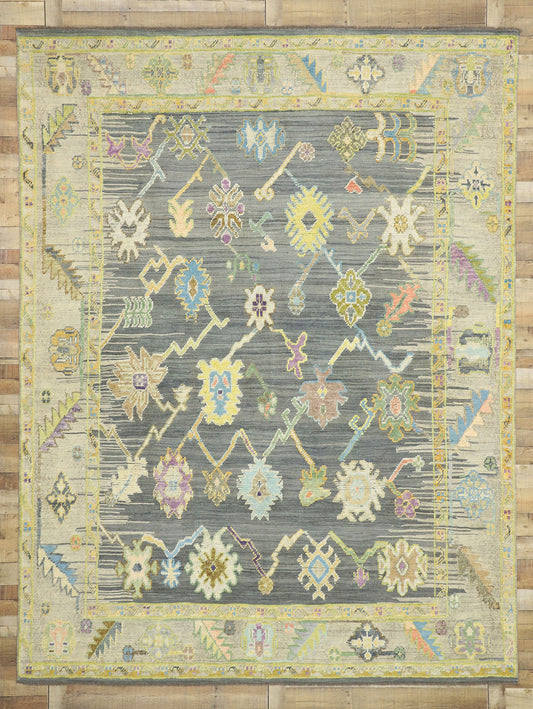 9 x 12 Colorful Oushak High-Low Rug 52536
