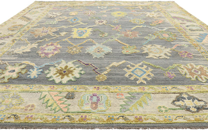 9 x 12 Colorful Oushak High-Low Rug 52536