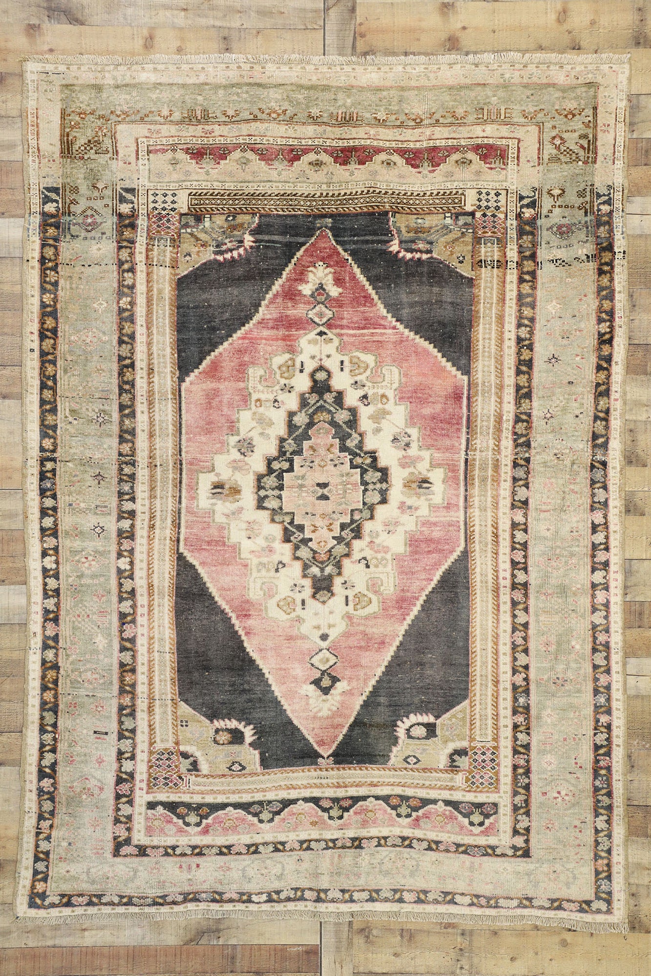 6 x 8 Vintage Turkish Oushak Rug 52549