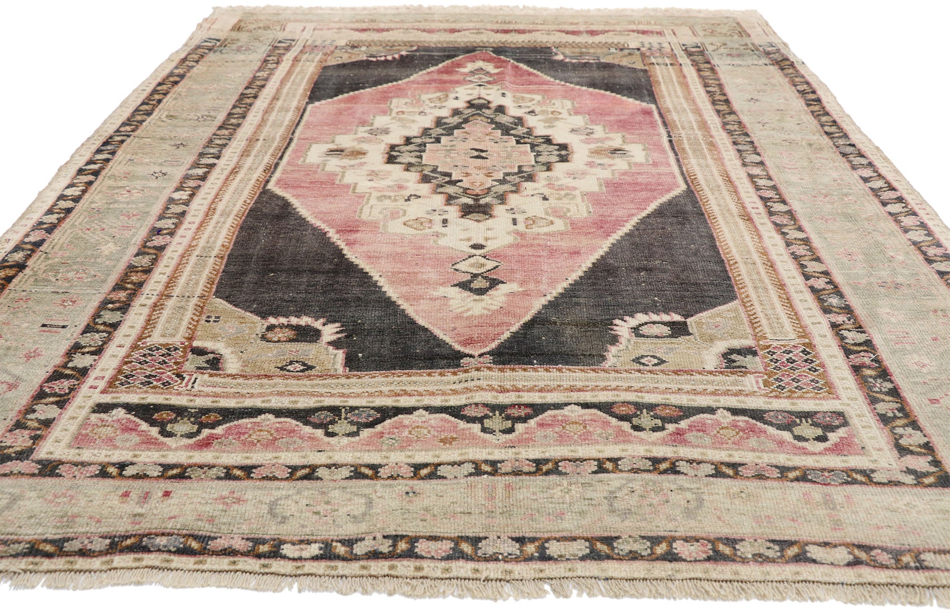 6 x 8 Vintage Turkish Oushak Rug 52549
