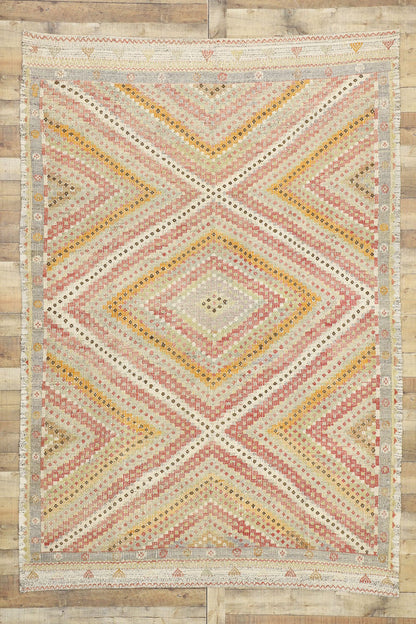 7 x 9 Distressed Vintage Kilim Rug 52561