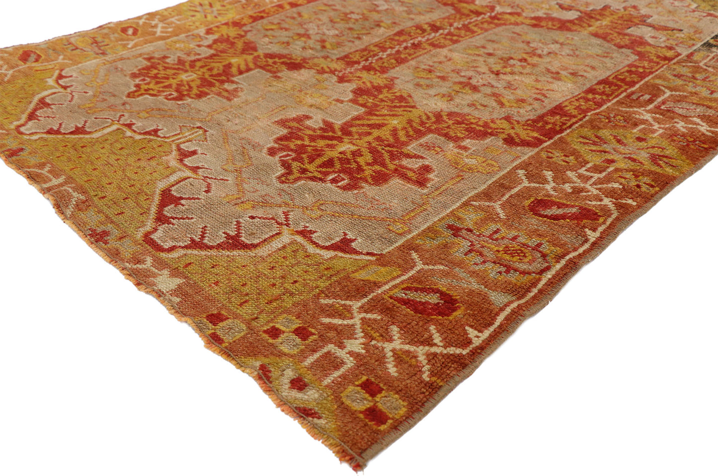 4 x 5 Vintage Turkish Oushak Prayer Rug 52567