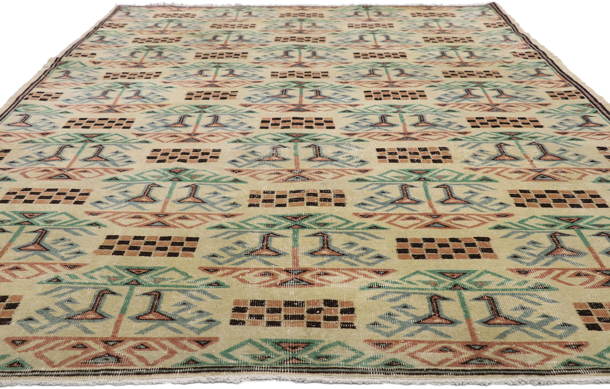 7 x 10 Zeki Muren Vintage Sivas Rug 52604
