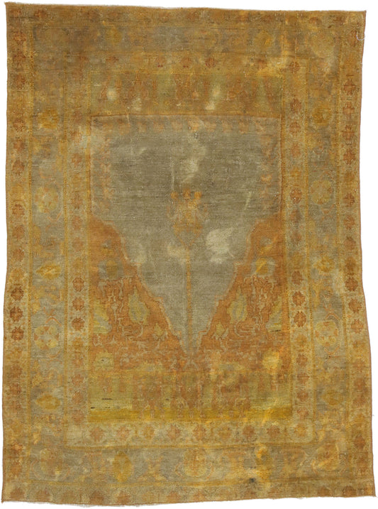 3 x 4 Antique Turkish Oushak Prayer Rug 52608