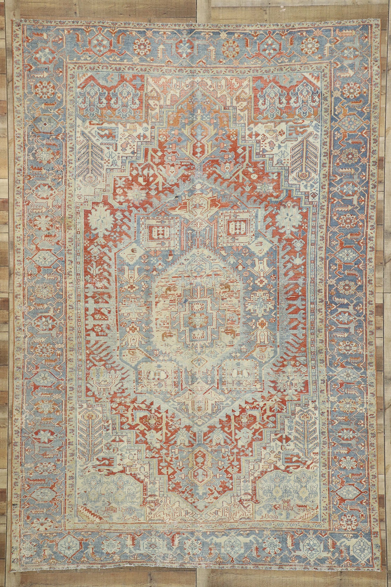 8 x 12 Antique Persian Heriz Rug 52636
