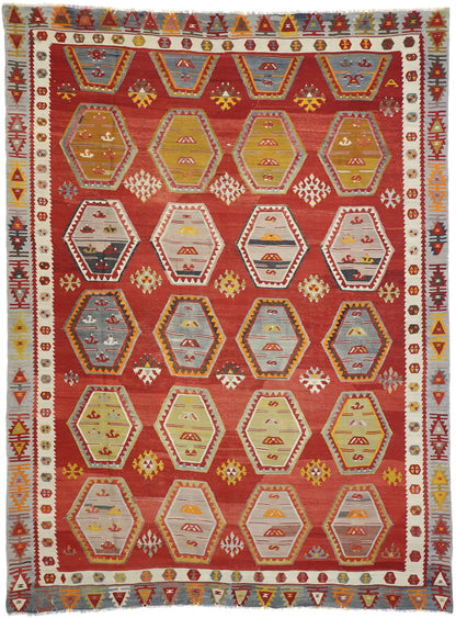 9 x 11 Vintage Turkish Kilim Rug 52655