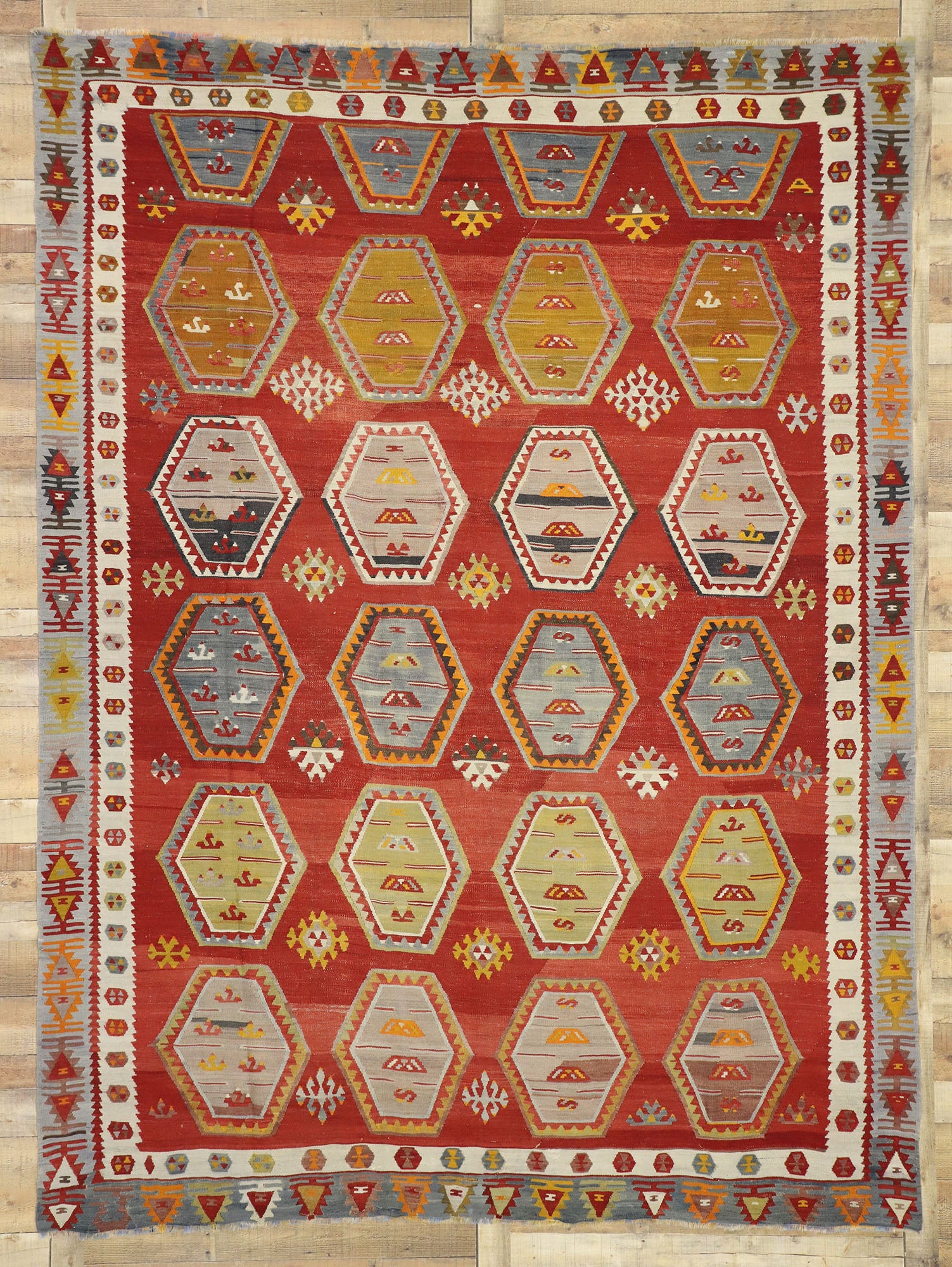 9 x 11 Vintage Turkish Kilim Rug 52655